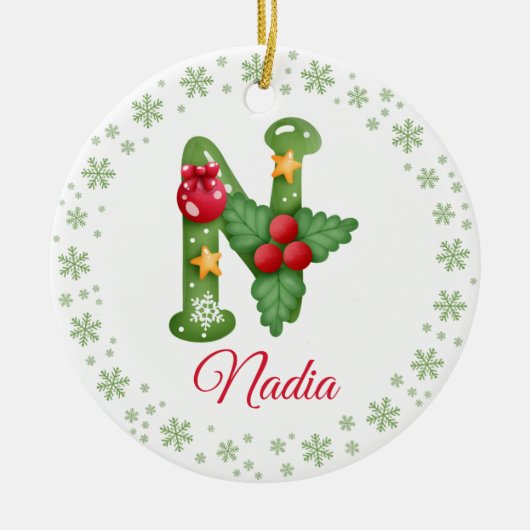 Initialfamilien für Weihnachts-Custom-Monogram Keramik Ornament (Vorne)