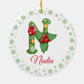 Initialfamilien für Weihnachts-Custom-Monogram Keramik Ornament (Hinten)