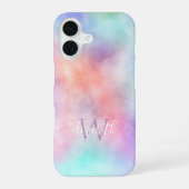 Initialfarbenpastel für Doppelmonogramm iPhone 16 Hülle (Rückseite)