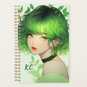 Initialisiert Green Goth Kpop Anime Girl Custom Planer