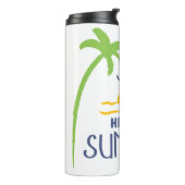 Initialisiert Hallo Sommer Sonnenschein und Palmen Thermosbecher (Nach links gedreht)