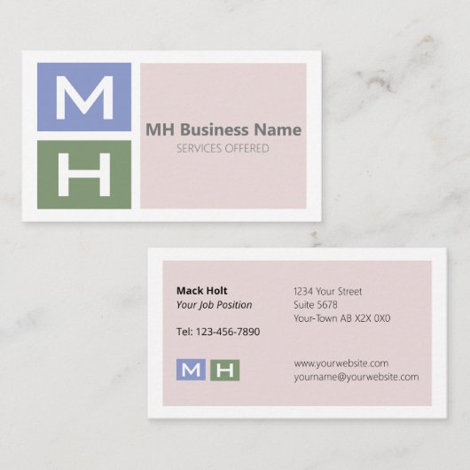 Initialisierte Coole Tone-Blöcke Visitenkarte (Vorne/Hinten)