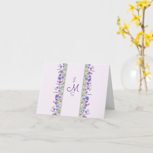 Initialisierte Lila, florgefaltete Blankenkarte Karte (Gelbe Blume)