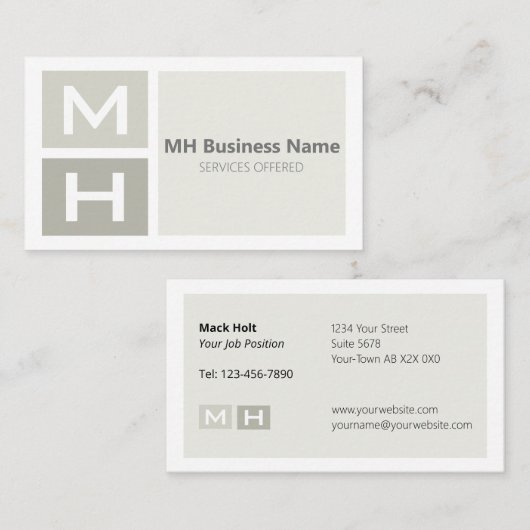 Initialized Grey Tone Blocks Visitenkarte (Vorne/Hinten)