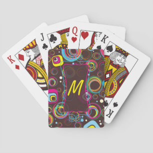 Initialkartendeck des Retro-Circle-Monogrammes der Spielkarten