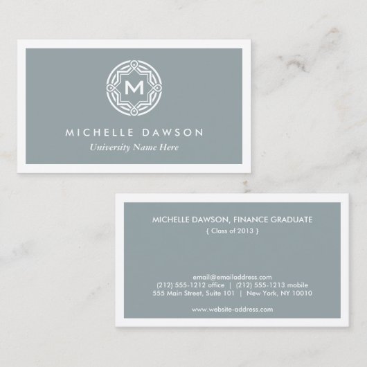 INITIALLOGO FÜR STUDENTEN/UNIVERSITÄT (Grau) Telefonnummerkarte (Vorne/Hinten)