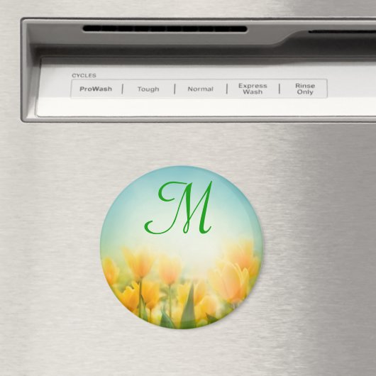 Initialmagazin "Sun Kissed Yellow Tulips Monogram" Magnet (In Situ (Geschirrspüler))