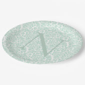 Initialmagnete, grüne Damaske Pappteller (Schrägansicht)