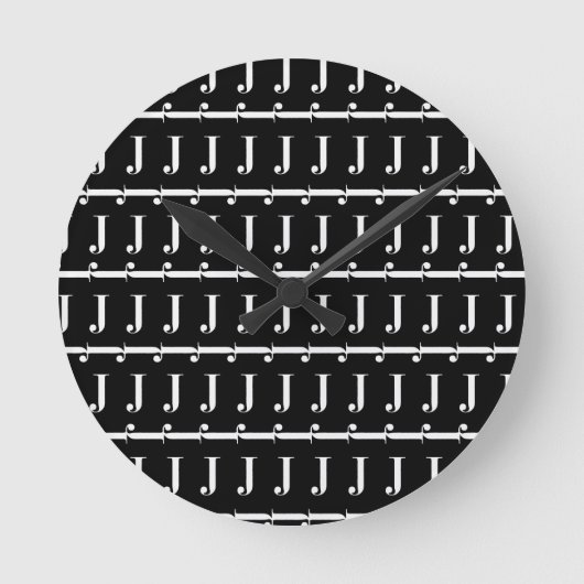 Initialmonogram Letter J, Choose background color Runde Wanduhr (Vorderseite)