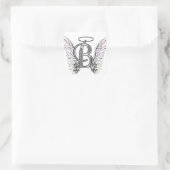 Initialmonogramm B mit Angel Wings & Halo Quadratischer Aufkleber (Tasche)