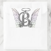 Initialmonogramm B mit Angel Wings & Halo Rechteckiger Aufkleber (Tasche)