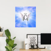 Initialmonogramm C mit Engel Wings, Halo Clouds Poster (Heimbüro)