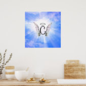 Initialmonogramm C mit Engel Wings, Halo Clouds Poster (Küche)