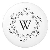 Initialmonogramm des botanischen Kranken-Single Keramikknauf (Vorderseite)