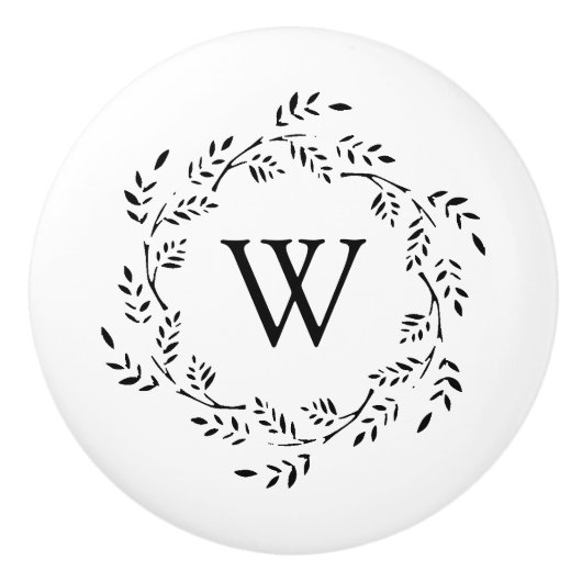 Initialmonogramm des botanischen Kranken-Single Keramikknauf (Vorderseite)