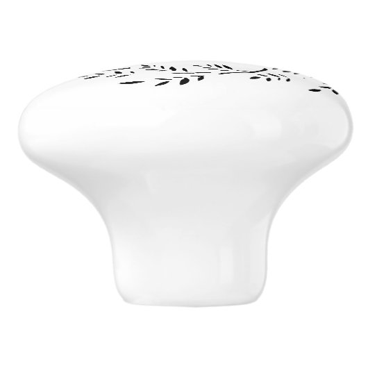 Initialmonogramm des botanischen Kranken-Single Keramikknauf (Seitenansicht)