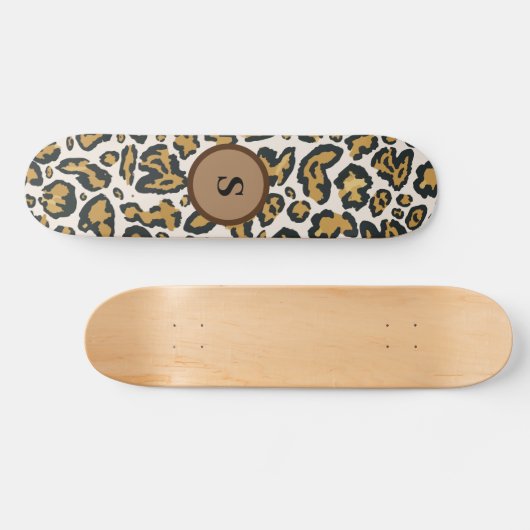 Initialmonogramm des braunen Leopardenmusters Skateboard (Horizontal)