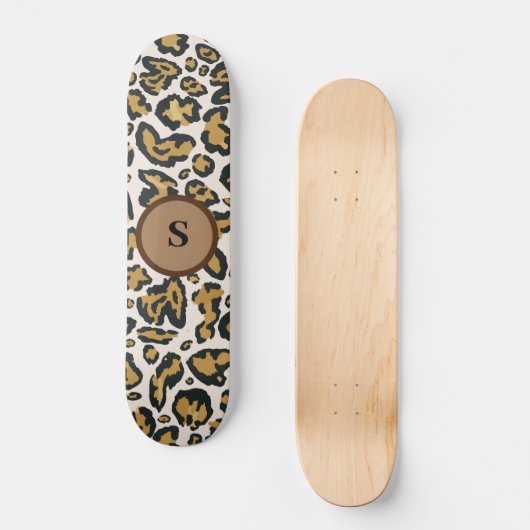 Initialmonogramm des braunen Leopardenmusters Skateboard (Vorderseite)