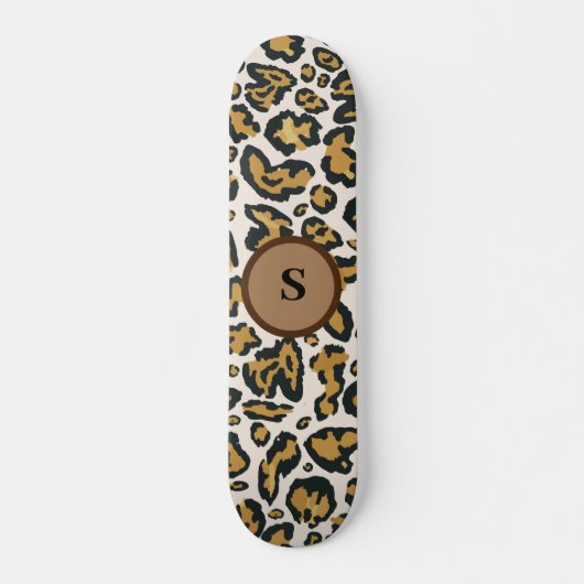 Initialmonogramm des braunen Leopardenmusters Skateboard (Vorne)
