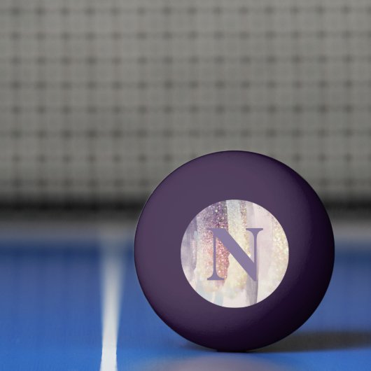 Initialmonogramm des lila Glitzer in Girly Pink Tischtennisball (Netto)