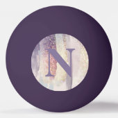 Initialmonogramm des lila Glitzer in Girly Pink Tischtennisball (Vorderseite)