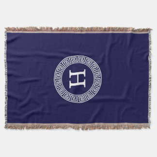 Initialmonogramm für den Navy Blue Whites griechis Decke
