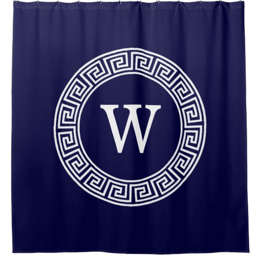 Initialmonogramm für den Navy Blue Whites griechis Duschvorhang (Vorderseite)