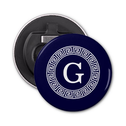 Initialmonogramm für den Navy Blue Whites griechis Flaschenöffner (Vorderseite)