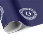 Initialmonogramm für den Navy Blue Whites griechis Geschenkpapier (Rolleneckpunkt)
