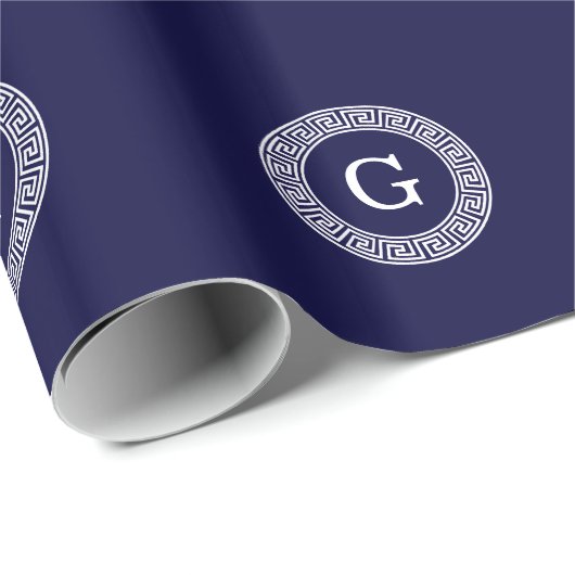 Initialmonogramm für den Navy Blue Whites griechis Geschenkpapier (Rolleneckpunkt)