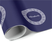 Initialmonogramm für den Navy Blue Whites griechis Geschenkpapier (Rolleneckpunkt)