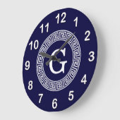 Initialmonogramm für den Navy Blue Whites griechis Große Wanduhr (Winkel)