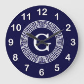 Initialmonogramm für den Navy Blue Whites griechis Große Wanduhr (Vorderseite)