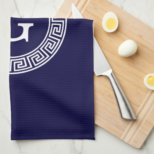 Initialmonogramm für den Navy Blue Whites griechis Handtuch (Viertel Falte)