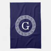Initialmonogramm für den Navy Blue Whites griechis Handtuch (Vertikal)