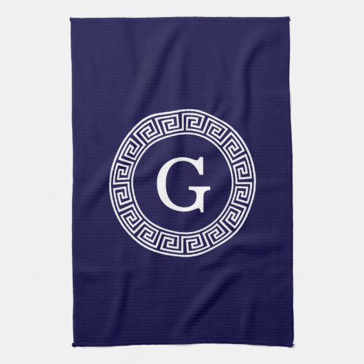 Initialmonogramm für den Navy Blue Whites griechis Handtuch (Vertikal)