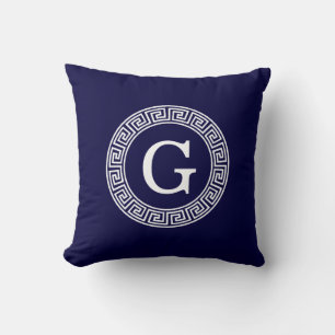 Initialmonogramm für den Navy Blue Whites griechis Kissen