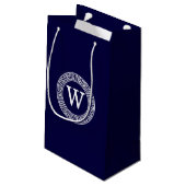 Initialmonogramm für den Navy Blue Whites griechis Kleine Geschenktüte (Rückseite Schrägansicht)