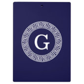 Initialmonogramm für den Navy Blue Whites griechis Klemmbrett (Rückseite)