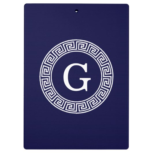 Initialmonogramm für den Navy Blue Whites griechis Klemmbrett (Rückseite)