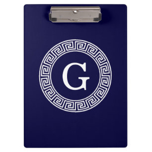 Initialmonogramm für den Navy Blue Whites griechis Klemmbrett