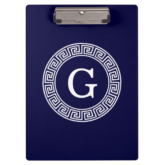 Initialmonogramm für den Navy Blue Whites griechis Klemmbrett (Vorderseite)