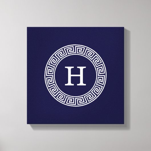 Initialmonogramm für den Navy Blue Whites griechis Leinwanddruck (Vorderseite)