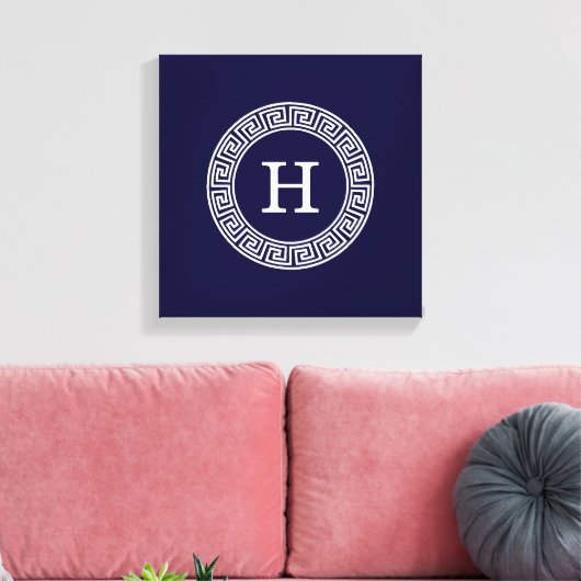 Initialmonogramm für den Navy Blue Whites griechis Leinwanddruck (Insitu (Wohnzimmer))