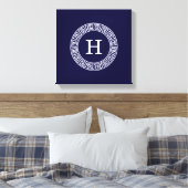 Initialmonogramm für den Navy Blue Whites griechis Leinwanddruck (Insitu (Schlafzimmer))