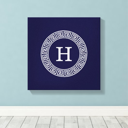 Initialmonogramm für den Navy Blue Whites griechis Leinwanddruck (Insitu (Holzboden))