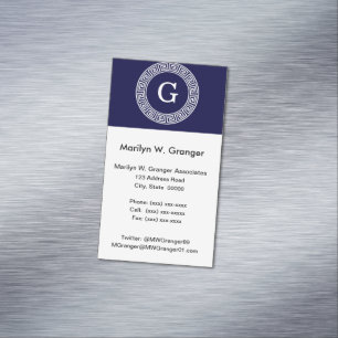 Initialmonogramm für den Navy Blue Whites griechis Magnetische Visitenkarte