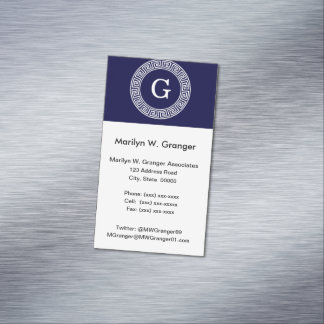 Initialmonogramm für den Navy Blue Whites griechis Magnetische Visitenkarte