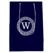 Initialmonogramm für den Navy Blue Whites griechis Mittlere Geschenktüte (Rückseite)