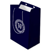 Initialmonogramm für den Navy Blue Whites griechis Mittlere Geschenktüte (Rückseite Schrägansicht)